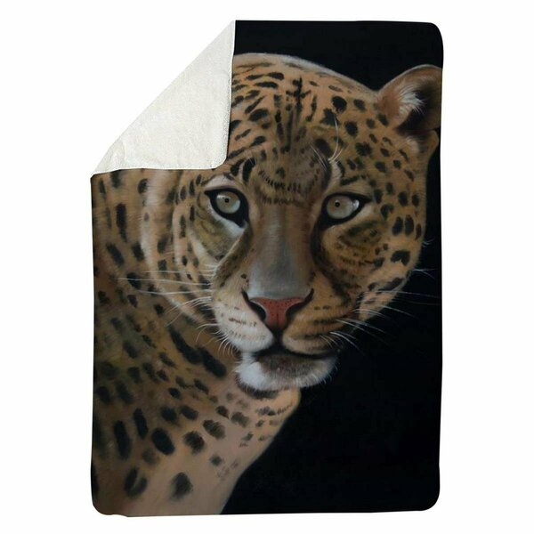 Begin Home Decor 60 x 80 in. Realistic Fierce Leopard-Sherpa Fleece Blanket 5545-6080-AN418